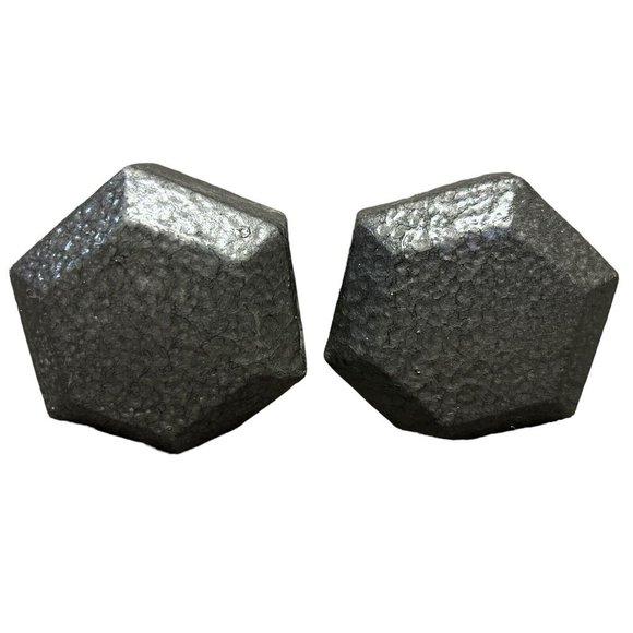 Vintage 5 lb Hex Weight Cast Iron Dumbbells Free Hand Weight Pair = 10 Pounds - Picture 4 of 5